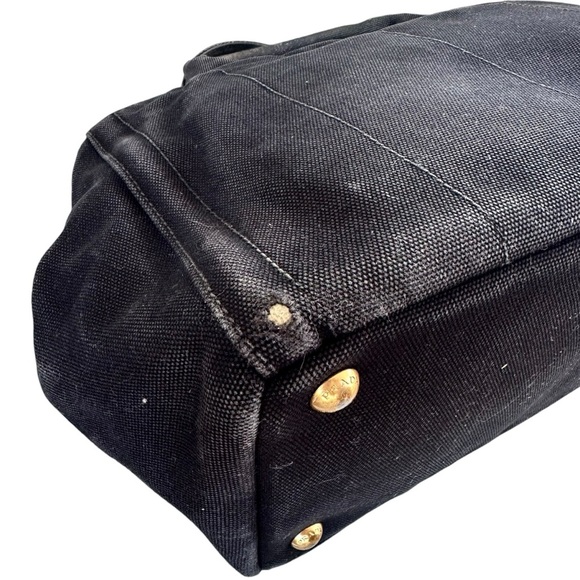 Authentic PRADA Triple Studded Black Denim Canapa Mini Tote Bag - Picture 13 of 14